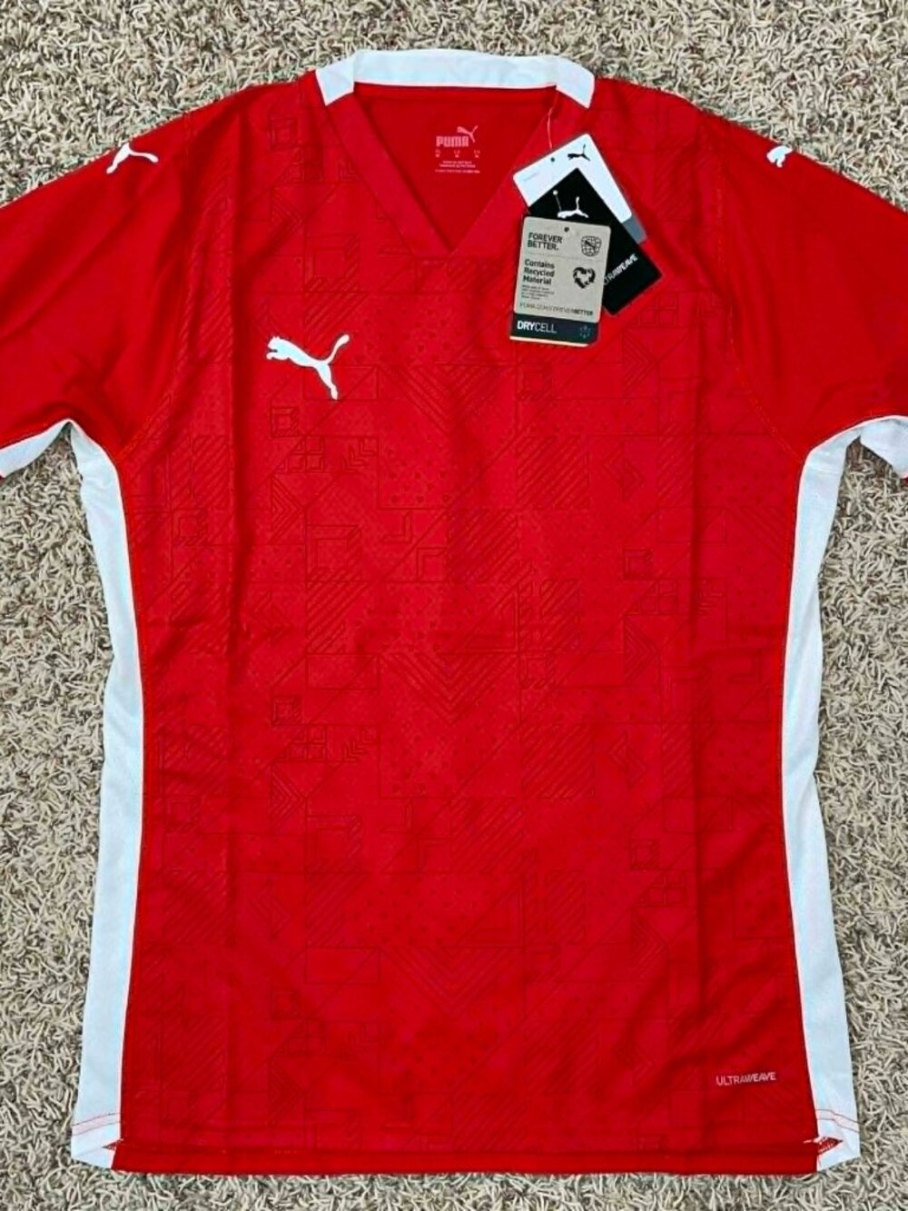 PUMA Men’s TeamCUP Slim Fit Jersey T-Shirt Red, Size Medium (New)